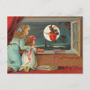 Postale Carte de Halloween antique de l'ère victorienne, v