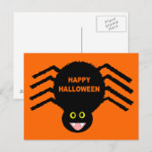 Postale Carte de Halloween Araignée Noire (Devant / Derrière)