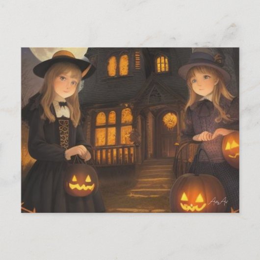 Postale Carte de Halloween - Filles par Ailly Howard (Devant)