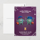 Postale Carte de Halloween pour Gémeaux (Devant / Derrière)