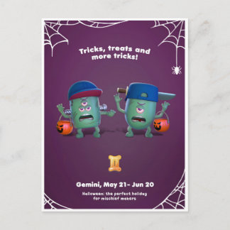 Postale Carte de Halloween pour Gémeaux
