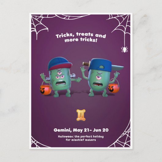 Postale Carte de Halloween pour Gémeaux (Devant)