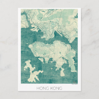 Postale Carte de Hong Kong bleu Vintage aquarelle