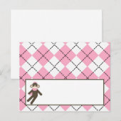 Postale Carte de Jacquard rose  rose Écriture Singe (Devant / Derrière)