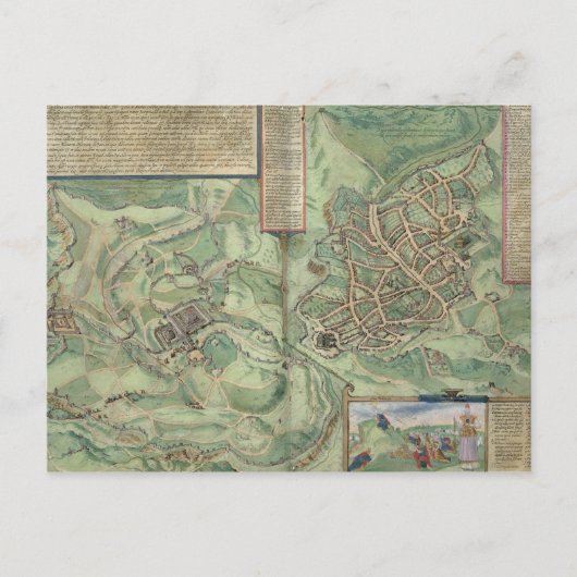 Postale Carte de Jérusalem, de 'Civitates Orbis Terrarum' (Devant)