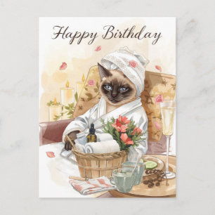 Postale Carte de Jour de Naissance de Spa – Chat Siamois G