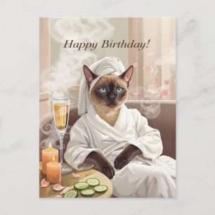 Postale Carte de Jour de Naissance de Spa – Chat Siamois G