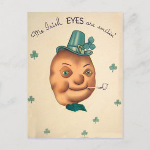 Postale Carte de jour St Patrick vintage Cute Irish Potato