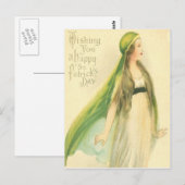 Postale Carte de jour vintage Maiden St Patrick (Devant / Derrière)