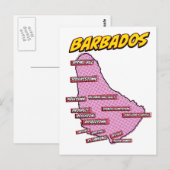 Postale Carte de la Barbade illustrée dans le style Pop Ar (Devant / Derrière)