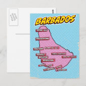 Postale Carte de la Barbade illustrée dans le style Pop Ar (Devant / Derrière)