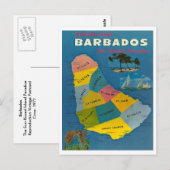 Postale Carte de la Barbade vintage (Devant / Derrière)