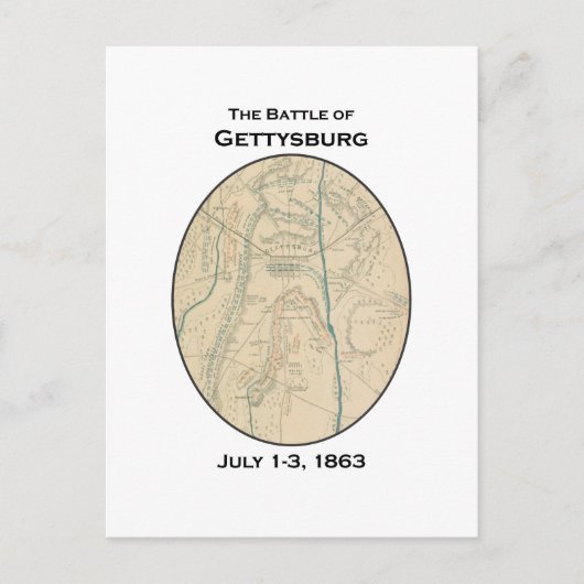 Postale Carte de la bataille de Gettysburg (Devant)
