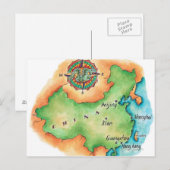 Postale Carte de la Chine (Devant / Derrière)