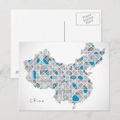 Postale Carte de la Chine | Crystal Diamond Style Artwork (Devant / Derrière)