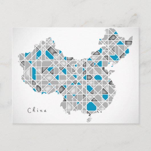 Postale Carte de la Chine | Crystal Diamond Style Artwork (Devant)