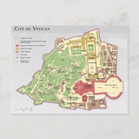 Postale Carte de la Cité du Vatican Diagramme (Devant)