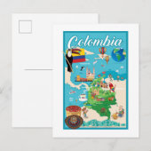 Postale Carte de la Colombie (Devant / Derrière)