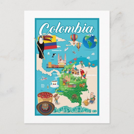Postale Carte de la Colombie (Devant)
