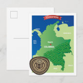 Postale Carte de la Colombie (Devant / Derrière)
