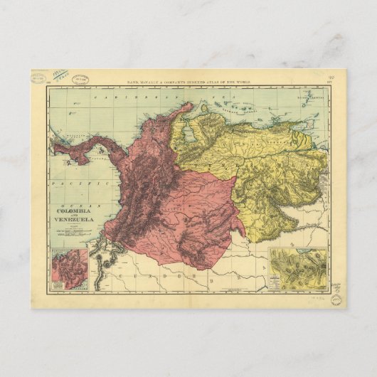 Postale Carte de la Colombie et du Venezuela (1898) (Devant)