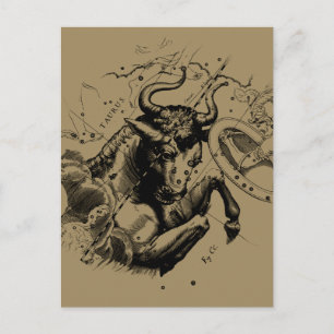 Postale Carte de la constellation du zodiaque du Taureau H