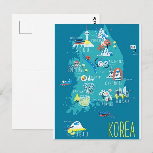 Postale Carte de la Corée du Sud (Devant / Derrière)