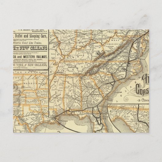 Postale Carte de la côte atlantique (Devant)