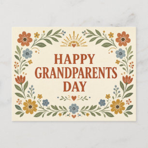 Postale Carte de la Fête des Grands-Parents Florale Art Po