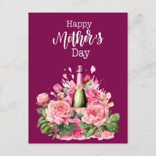 Postale Carte de la fête des mères avec des roses roses