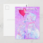 Postale Carte de la fête des mères des petits éléphants (Devant / Derrière)