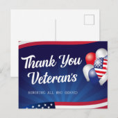 Postale Carte de la fête des vétérans (Devant / Derrière)