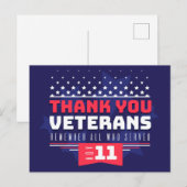 Postale Carte de la fête des vétérans (Devant / Derrière)