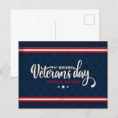 Postale Carte de la fête des vétérans (Devant / Derrière)