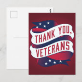 Postale Carte de la fête des vétérans (Devant / Derrière)