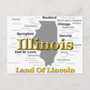 Postale Carte de la Fierté d'État de l'Illinois Silhouette