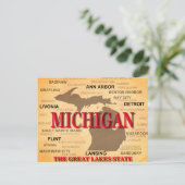 Postale Carte de la fierté d'état du Michigan Silhouette (Debout devant)