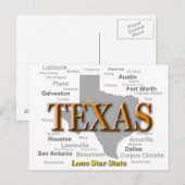 Postale Carte de la fierté d'état du Texas Silhouette (Devant / Derrière)