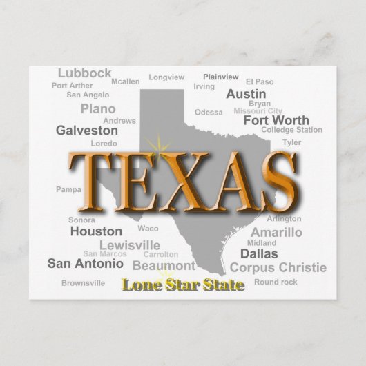 Postale Carte de la fierté d'état du Texas Silhouette (Devant)