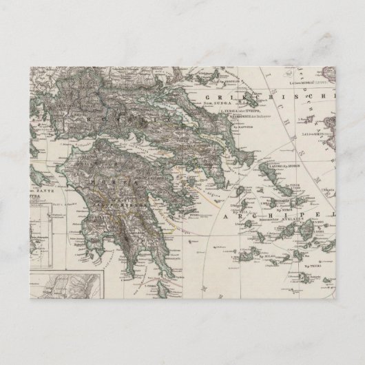Postale Carte de la Grèce par Stieler (Devant)