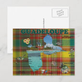 Postale Carte de la Guadeloupe en madras (Devant / Derrière)