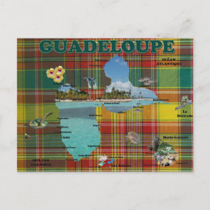 Postale Carte de la Guadeloupe en madras