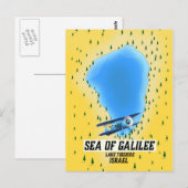 Postale Carte de la mer de Galilée Israël (Devant / Derrière)