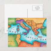 Postale Carte de la mer Méditerranée (Devant / Derrière)