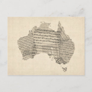 Postale Carte de la musique ancienne feuille Australie