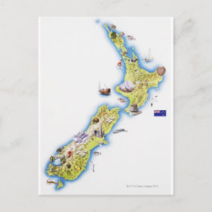 Postale Carte de la Nouvelle-Zélande