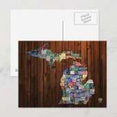 Postale Carte de la plaque de permis des comtés sur le boi (Devant / Derrière)