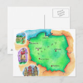 Postale Carte de la Pologne (Devant / Derrière)