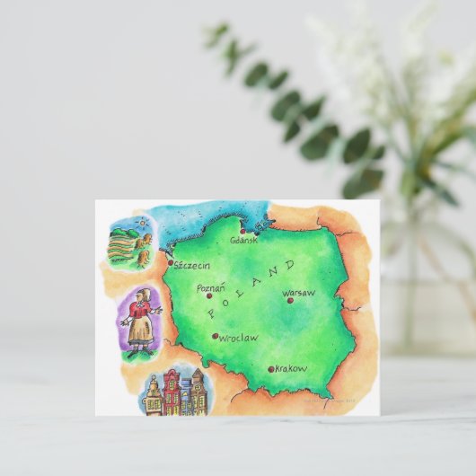 Postale Carte de la Pologne (Debout devant)