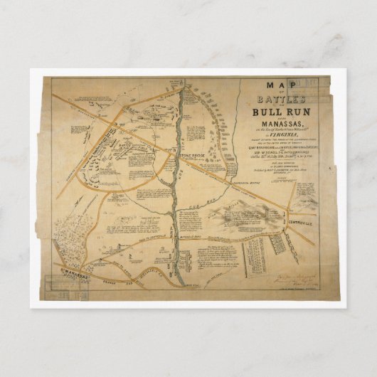 Postale Carte de la première bataille de Bull Run de guerr (Devant)